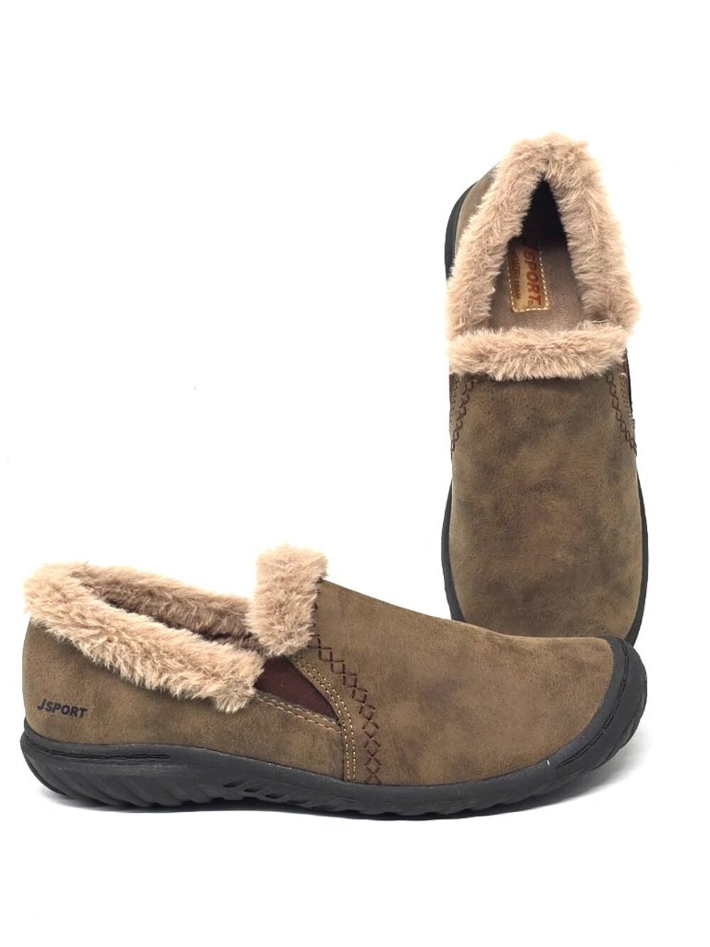 JSPORT Willa Faux Fur Lined Moccasin Slip-on Shoes Women's Size 8M